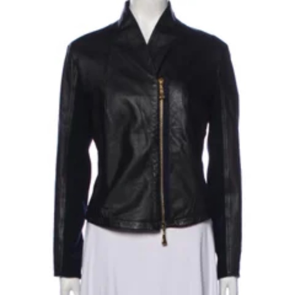Escada Lamb Leather Biker Jacket